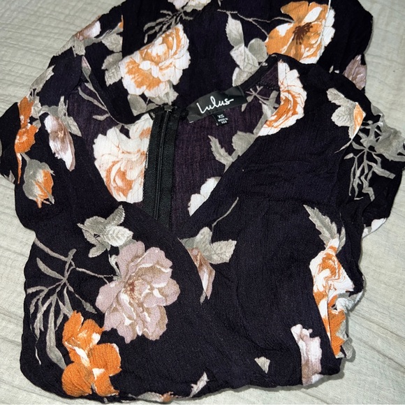 Lulus Floral Flower Print Wrap Mini Dress - Picture 2 of 9